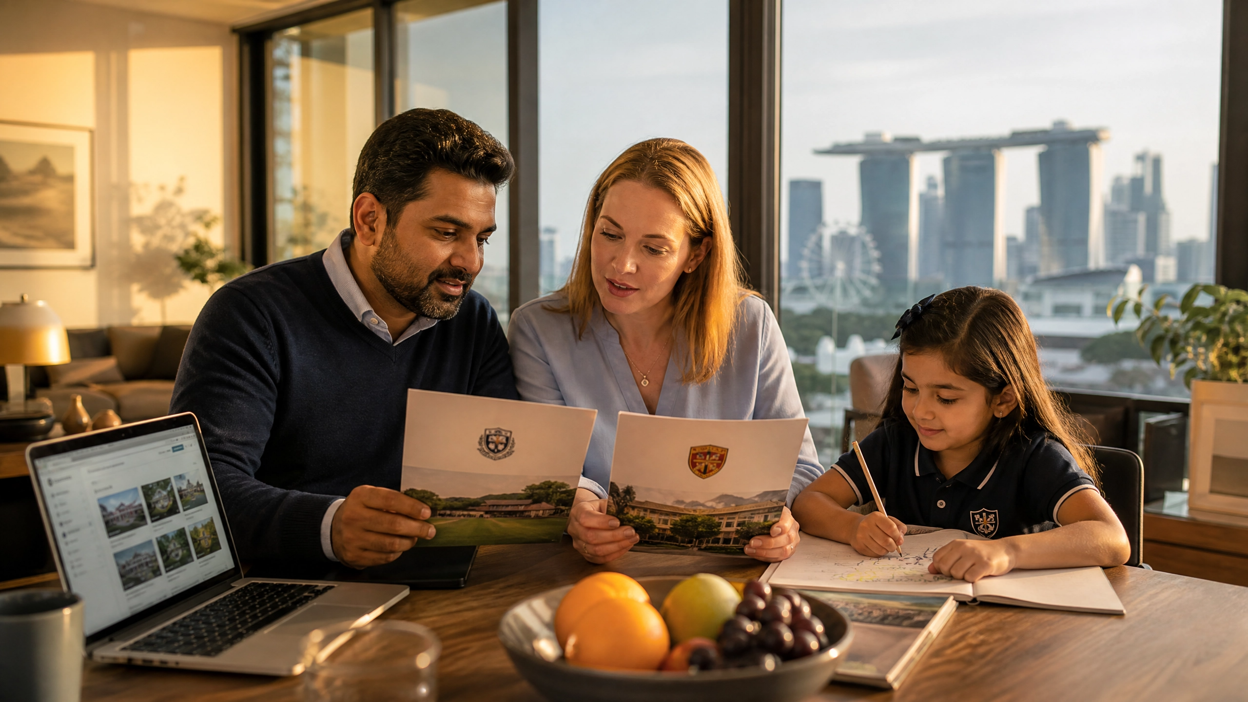 expat family comparing local vs international school options singapore